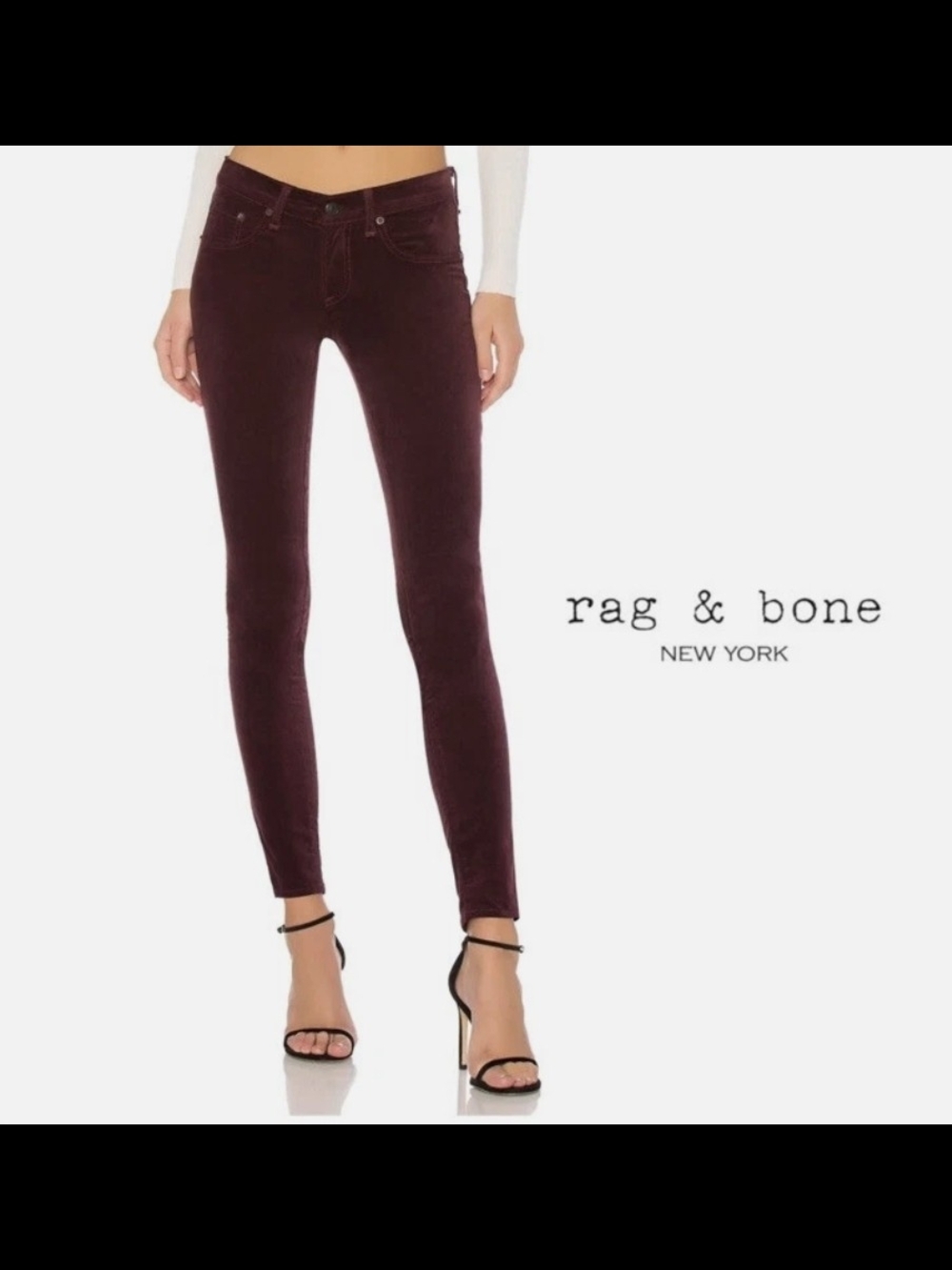 rag & bone Deep Wine Skinny Jeans Corduroy. Sz 26 Like New